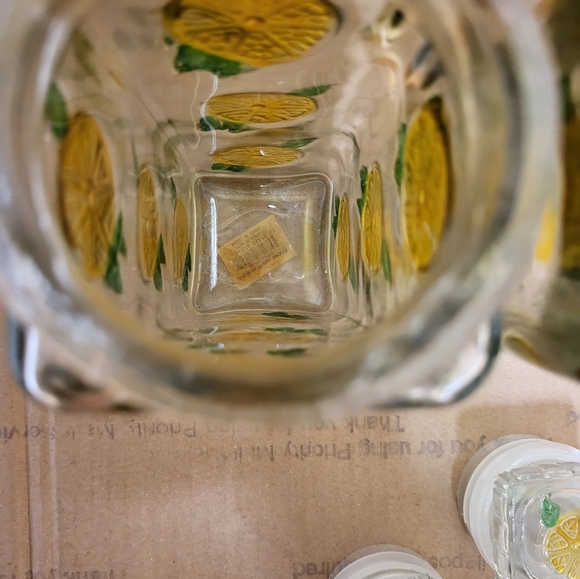 Vintage Clear Glass Decanter With Lemon Design Set of 2 - Picture 6 of 13